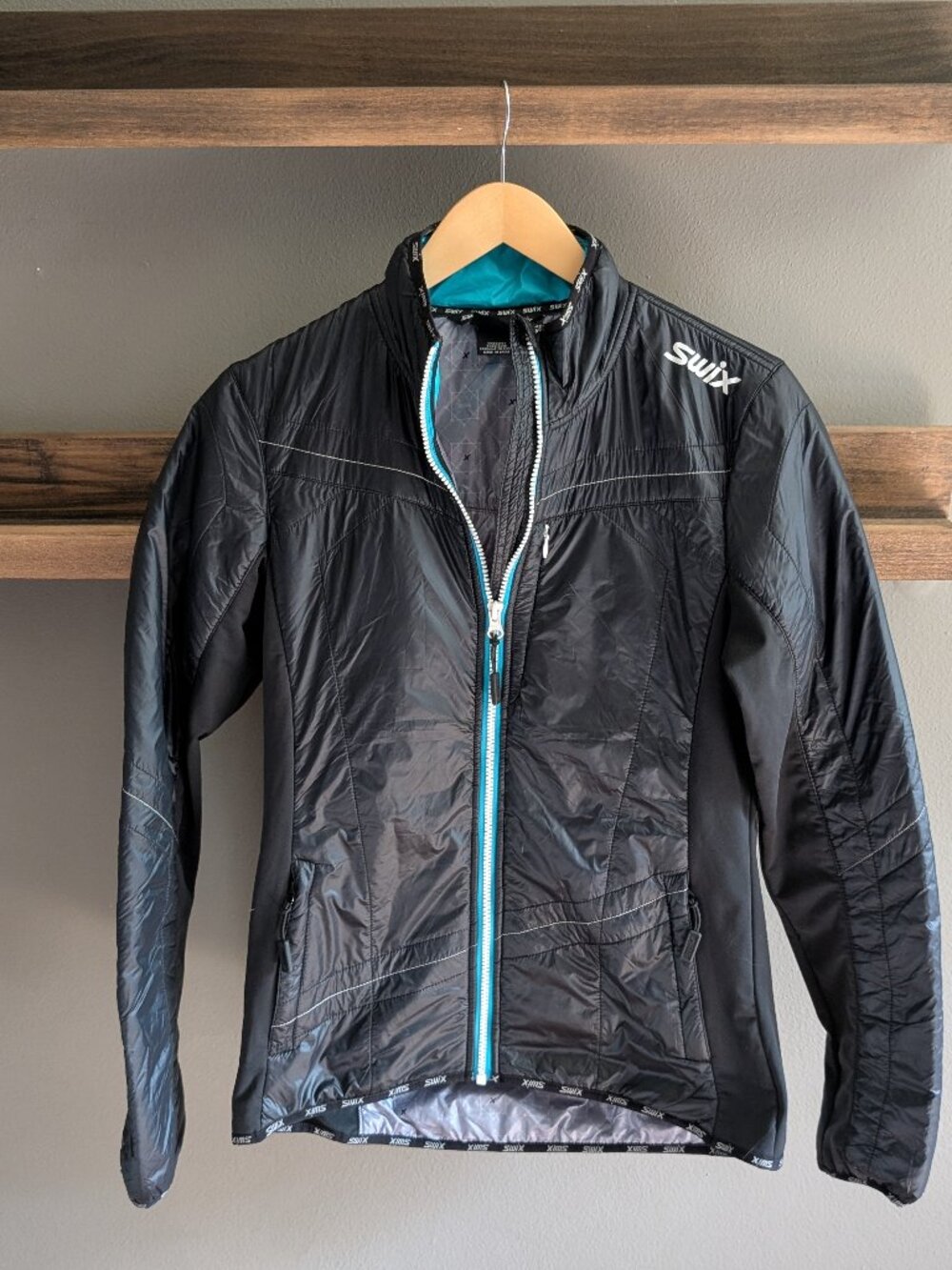 Swix Hybrid Insulated Ski Jacket Black Teal Women's Medium Nordic XC Training